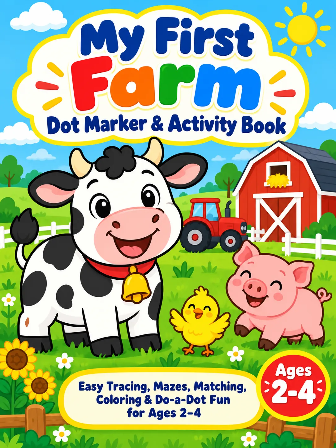 My First Farm coloring book cover by WonderHue Studio